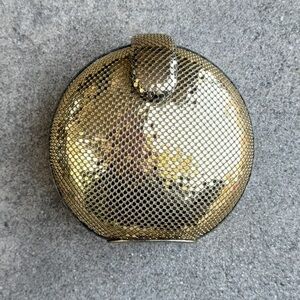 Vintage I. Magnin Gold Metal Mesh clutch Bag Purse hard shell art deco